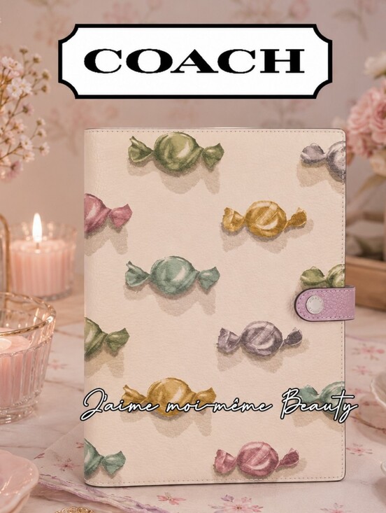 Coach Handbags - Coach Pastel Candy Print Notebook -Pink, Purple, Green, Yellow, Factory Wrapped